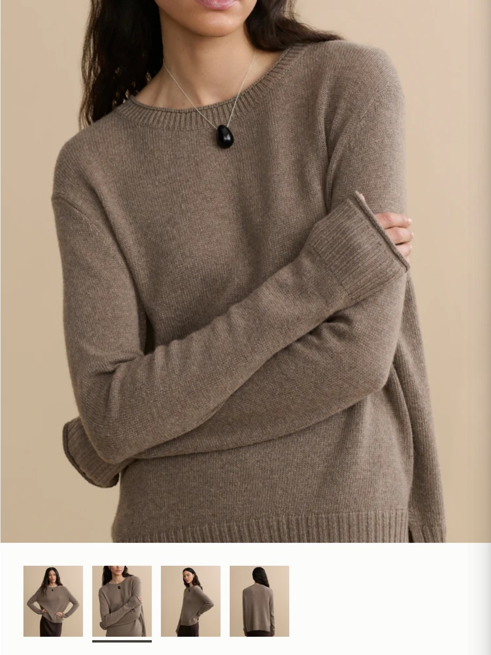 Jenni Kayne Crewneck Knit Sweater in Taupe Size Large